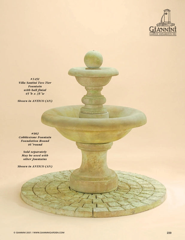 Two tier outdoor fountain with ball finial