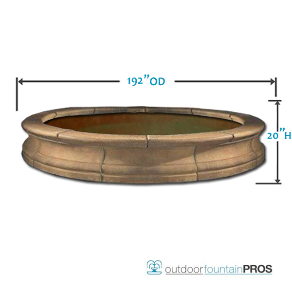 Large stone fountain basin for outdoor use
