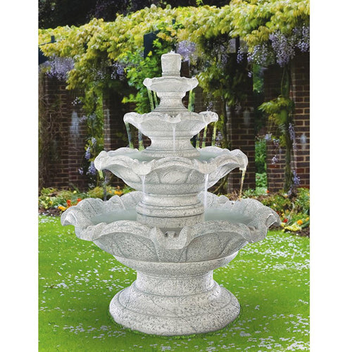 Four tier outdoor water fountain
