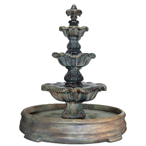 Three tier fountain in pool