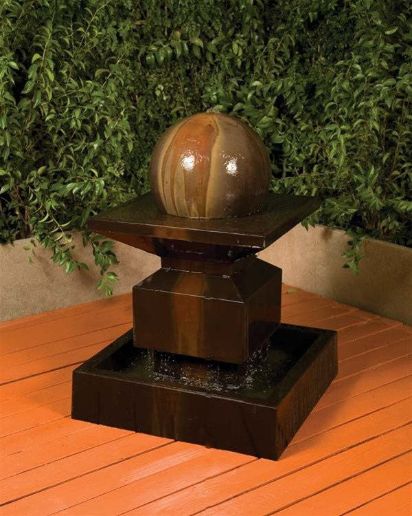 Garden water fountain with ball feature