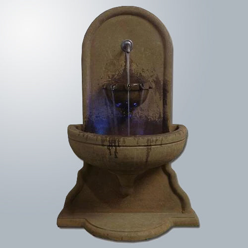 Wall fountain designed for a spout