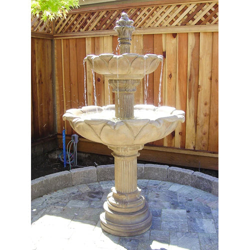 Two tier outdoor water fountain