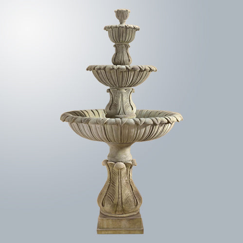 Three tier outdoor water fountain