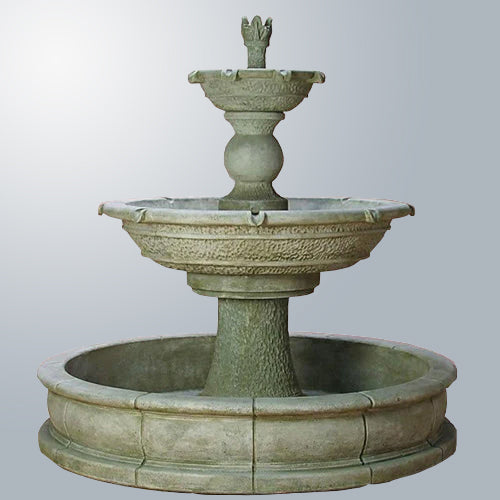 Outdoor fountain with two tiers for a pond