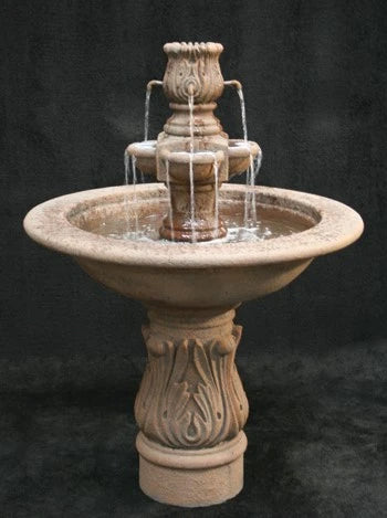 Garden water fountain with smooth cobra pedestal design