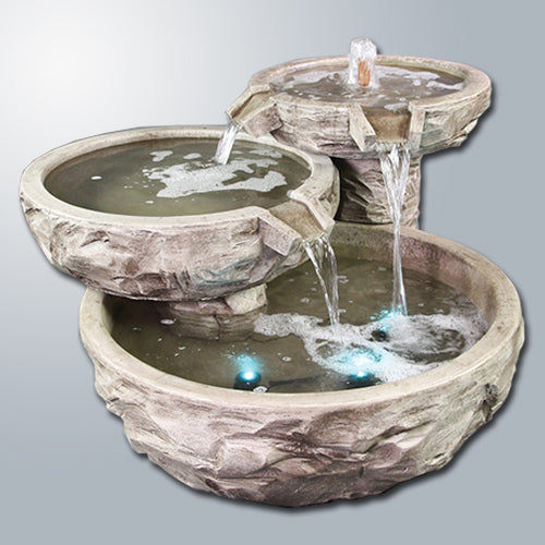 Image of a basalt triple cascade fountain.