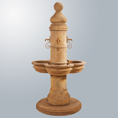 Image of a Beaumont Fountain designed for rustic iron spouts