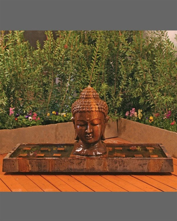 Large Buddha head outdoor water feature