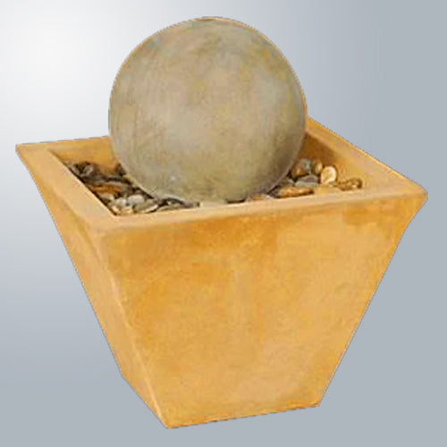 Image of a decorative water feature with a sphere