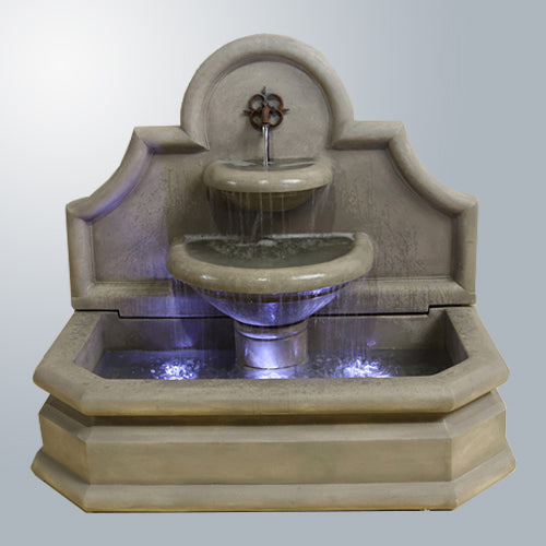 Wall fountain designed for use with spouts