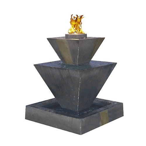 Outdoor water feature with flames