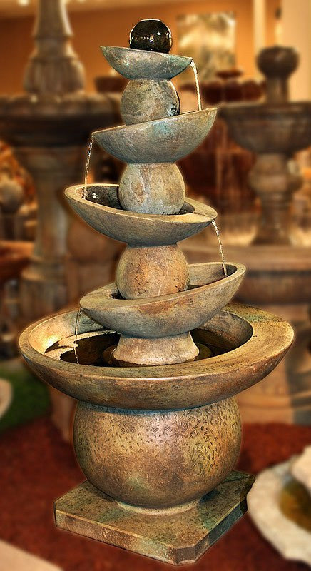 Cast stone outdoor fountain for garden or patio
