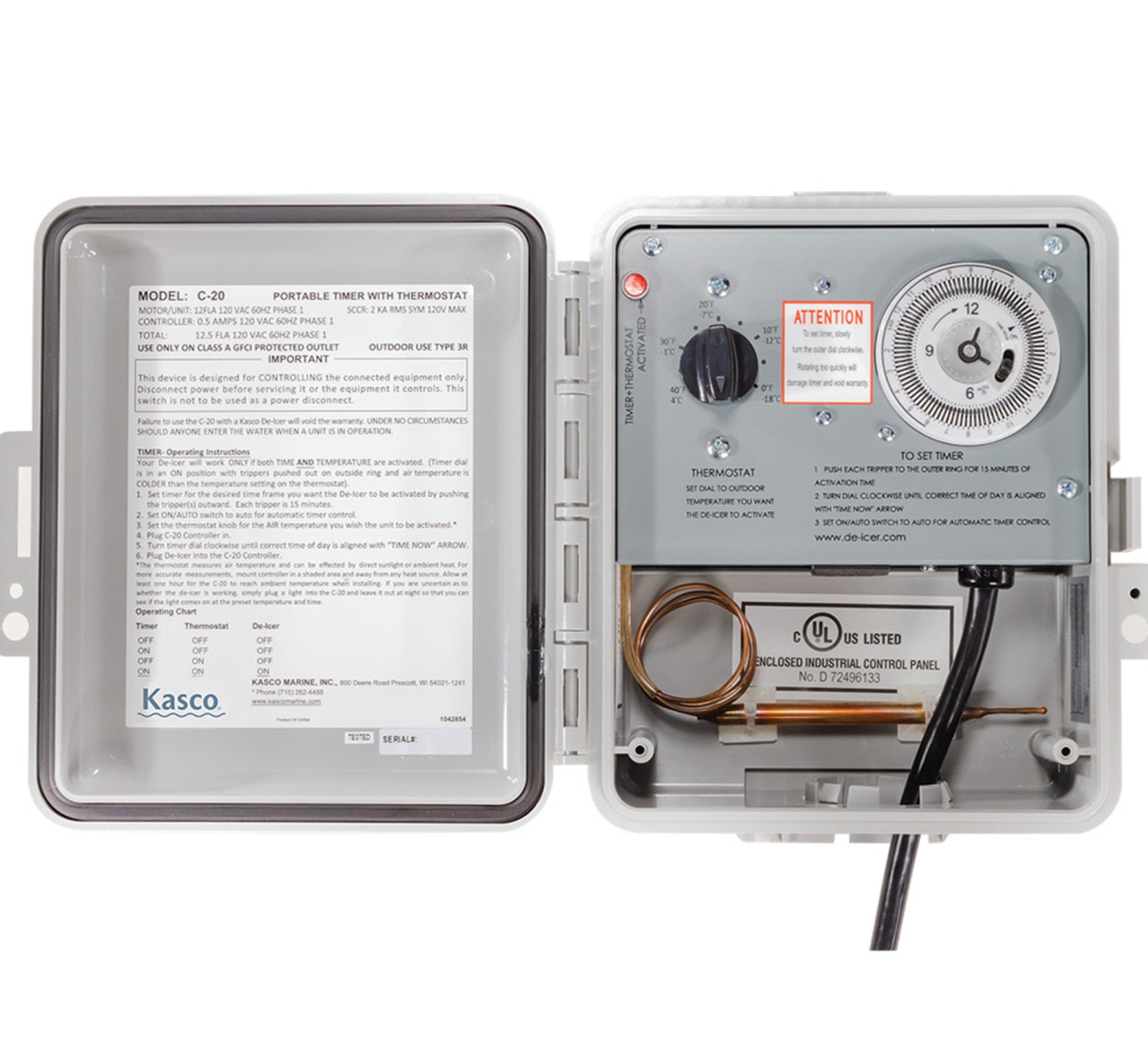 Kasco Marine timer control panel for deicer with time and temperature settings