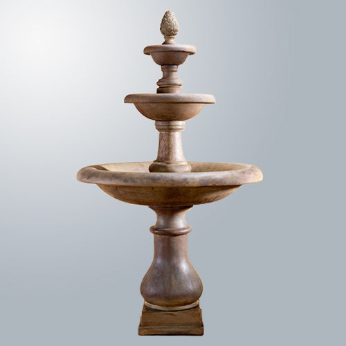 Tall three tier outdoor water fountain with large spacers
