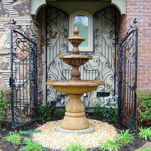 Three tier outdoor water fountain
