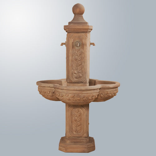 Courtyard fountain with concrete spouts