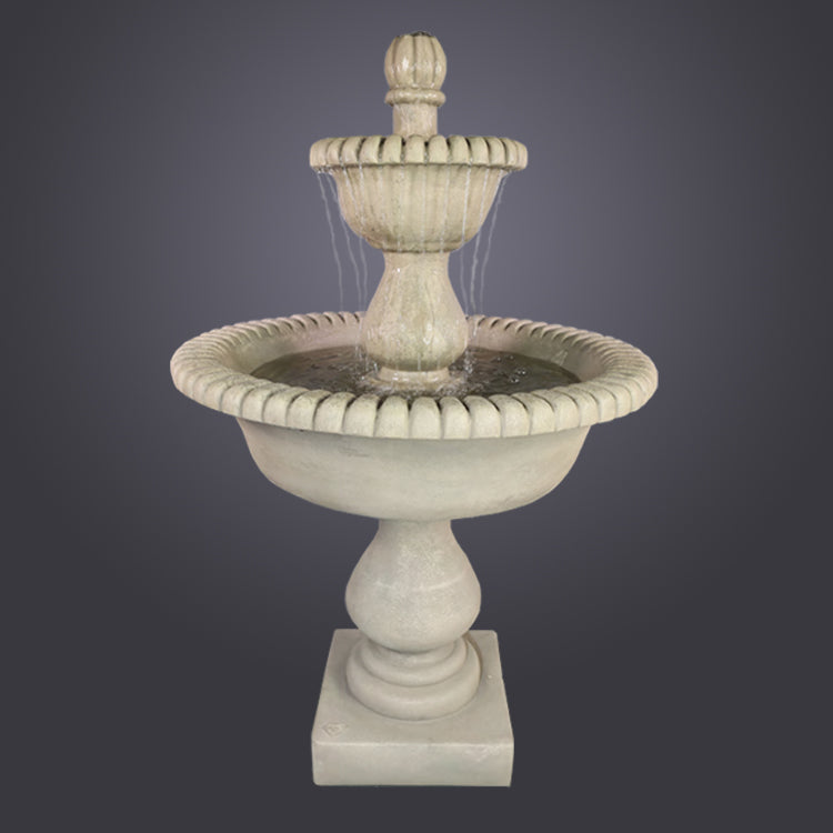 Two tier outdoor water fountain