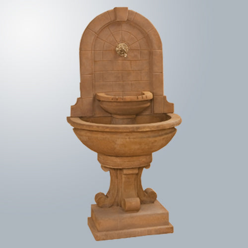 Wall fountain with bronze spout