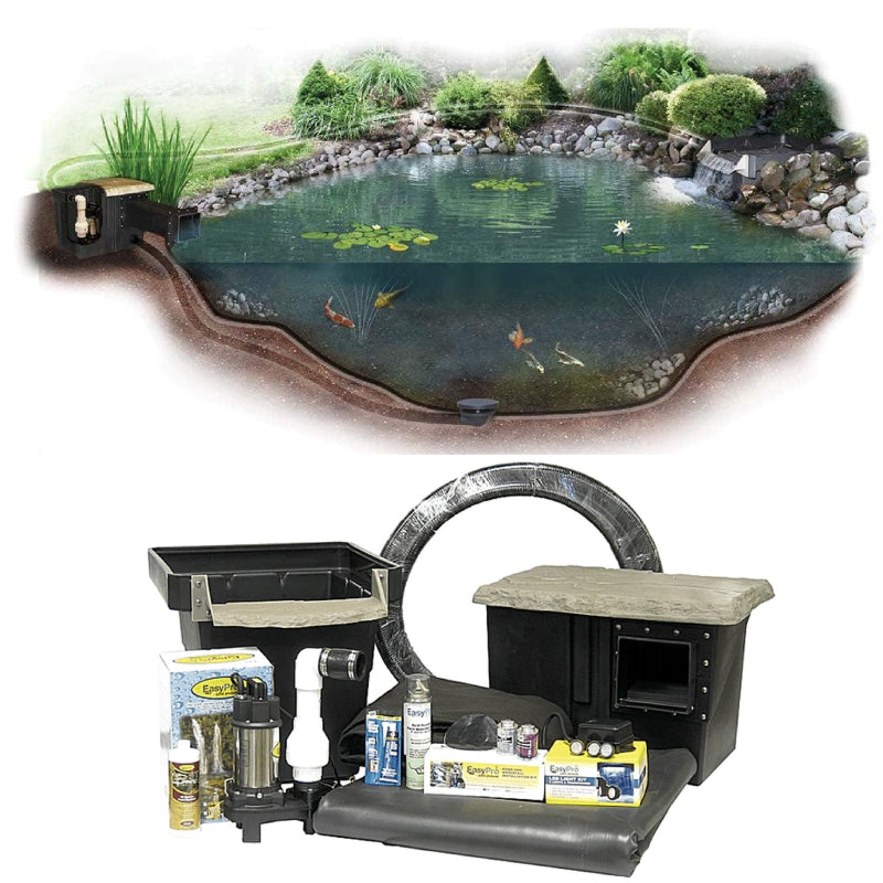 Complete pond kit for a 6 by 6 foot pond