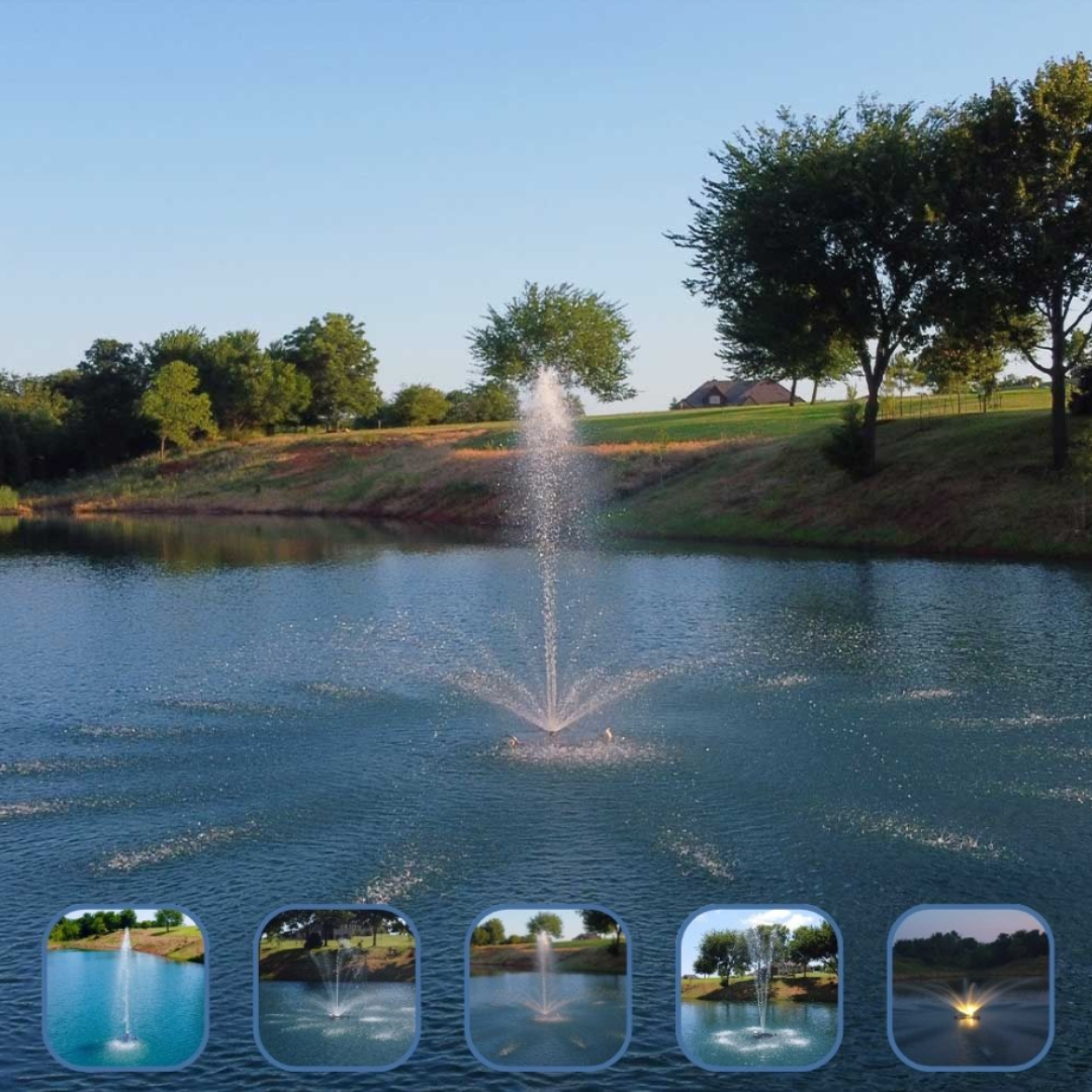 Pond Select Classic Series 1.5 HP Pond Fountain, 5 Spray Patterns – 115V