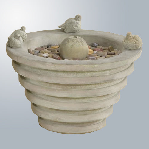 Image of a circular bird bath fountain.