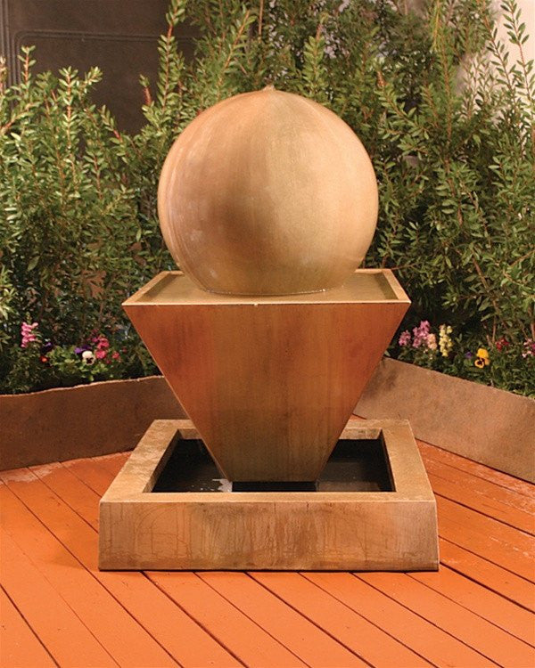 Small garden water fountain with ball accent