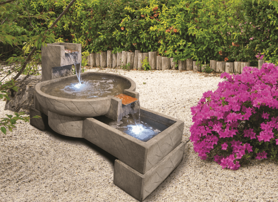 Outdoor water feature with cascading levels