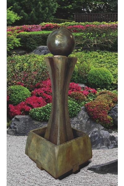 Image of a tall hourglass shaped fountain