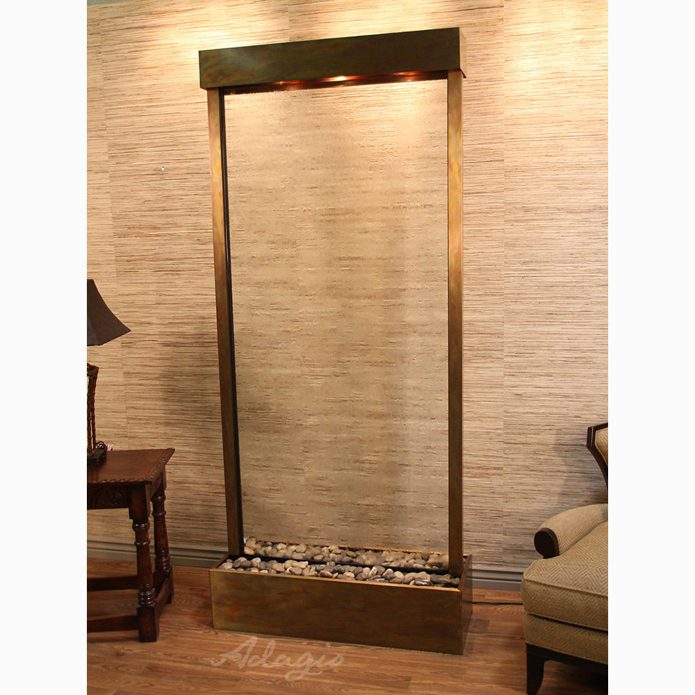 Image of a floor fountain with a center mount design.