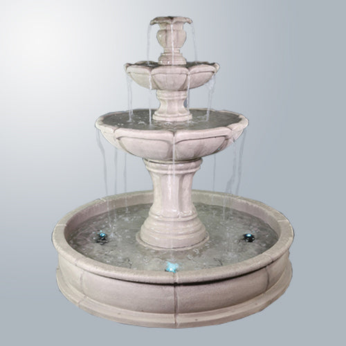 Three tier pond fountain for outdoor garden decor
