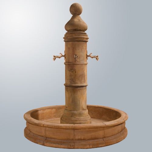 Ventoux fountain with 66 inch round pond for bronze spouts