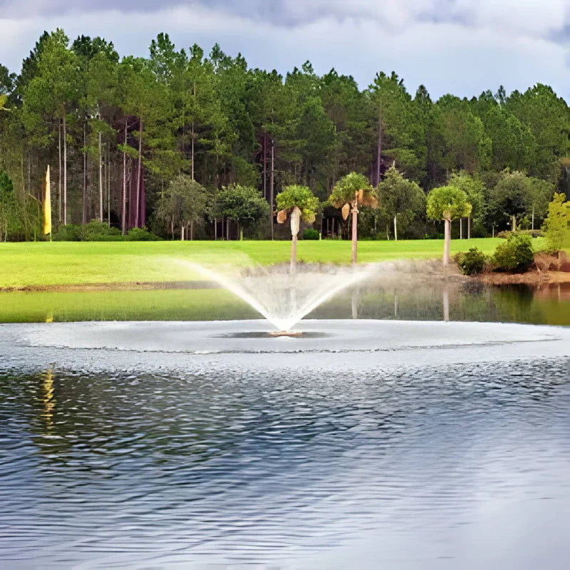 Floating pond fountain with funnel jet spray pattern