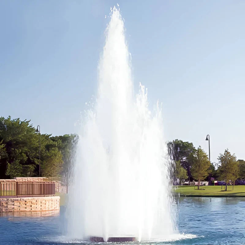 Floating pond fountain with multiple geyser spray pattern