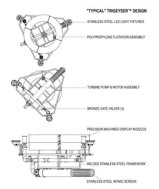 Vertex Tri Geyser Floating Pond Fountain