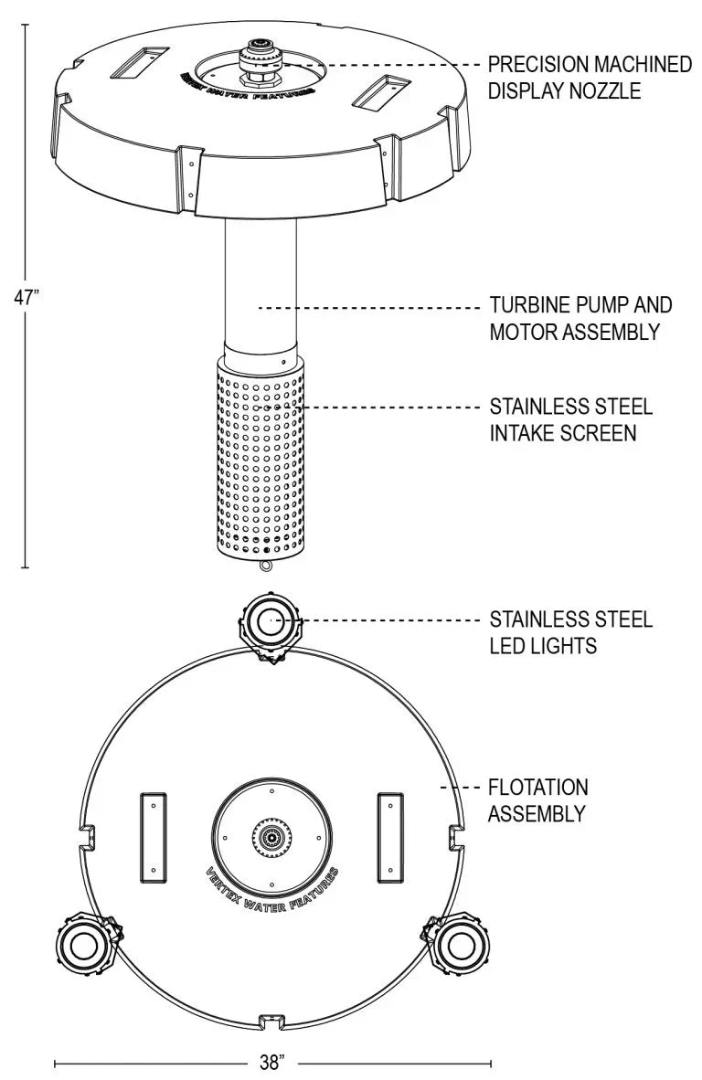 Vertex Vertical Tri Tier Pond Fountain