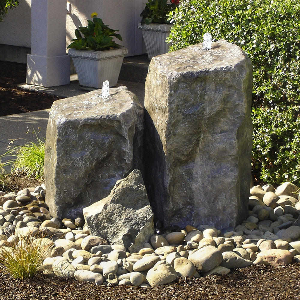 Tall double rock outdoor water feature