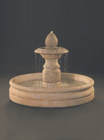 Outdoor fountain made of cast stone with a 46 inch basin