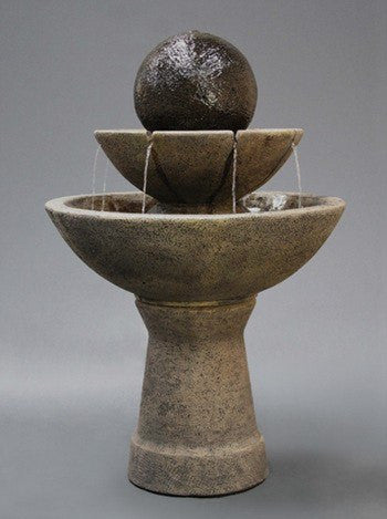 Tall two tier zen ball garden water fountain