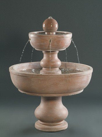 Two tier outdoor water feature for gardens