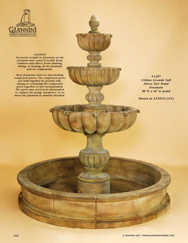 Large three level outdoor water feature for ponds