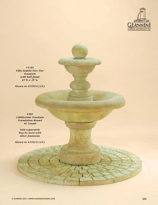 Two tier outdoor fountain with ball finial