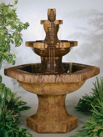 Image of a three tier outdoor water fountain.