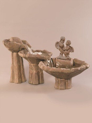 Garden fountain with cascading water feature