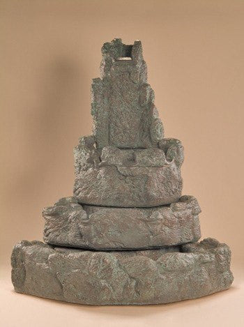 Tiered outdoor fountain designed for a corner space with a rock texture
