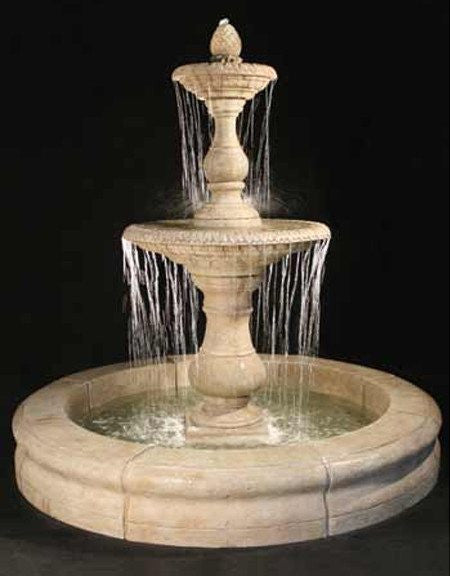Outdoor fountain with pond feature