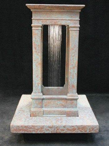 Short outdoor water fountain with rain effect, Old World style center design