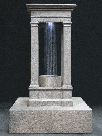 Tall outdoor water fountain with column design