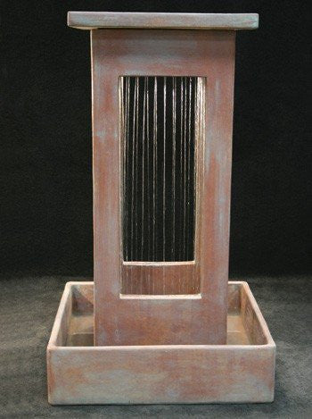 Outdoor fountain with smooth curtain rain effect and square basin
