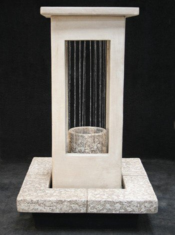 Outdoor water feature with smooth curtain rain effect and short column base